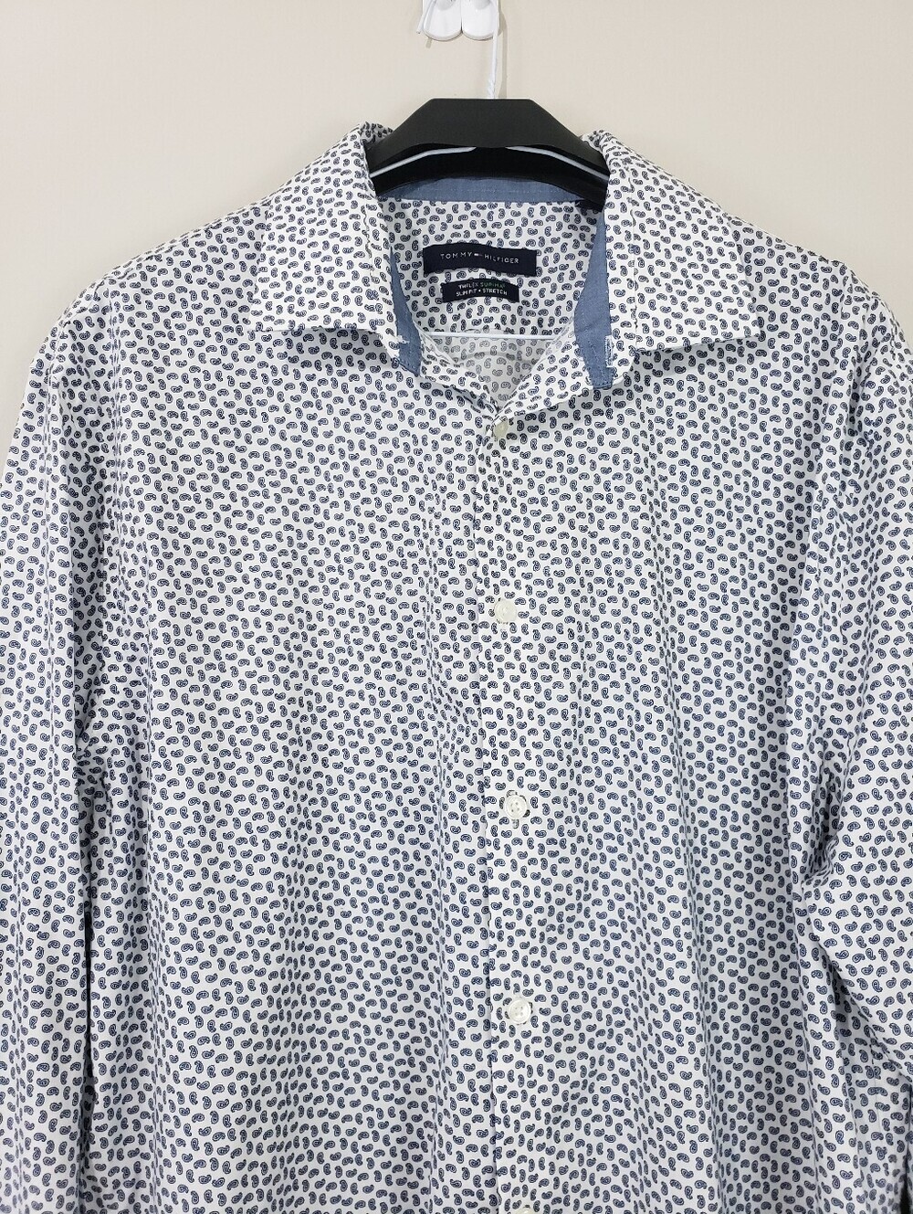 Tommy Hilfiger TH Flex Slim Fit Micro Paisley Mens Dress Shirt Size XL - Picture 5 of 10